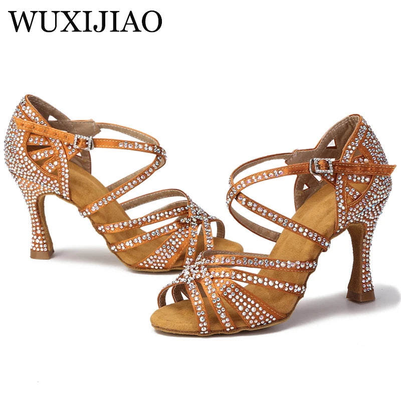 Satin Rhinestone Latin Dance Shoes for Women