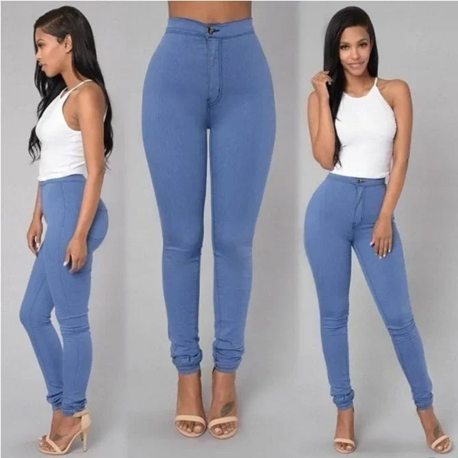 Elastic Candy-Colored Slimming Jeans for Women