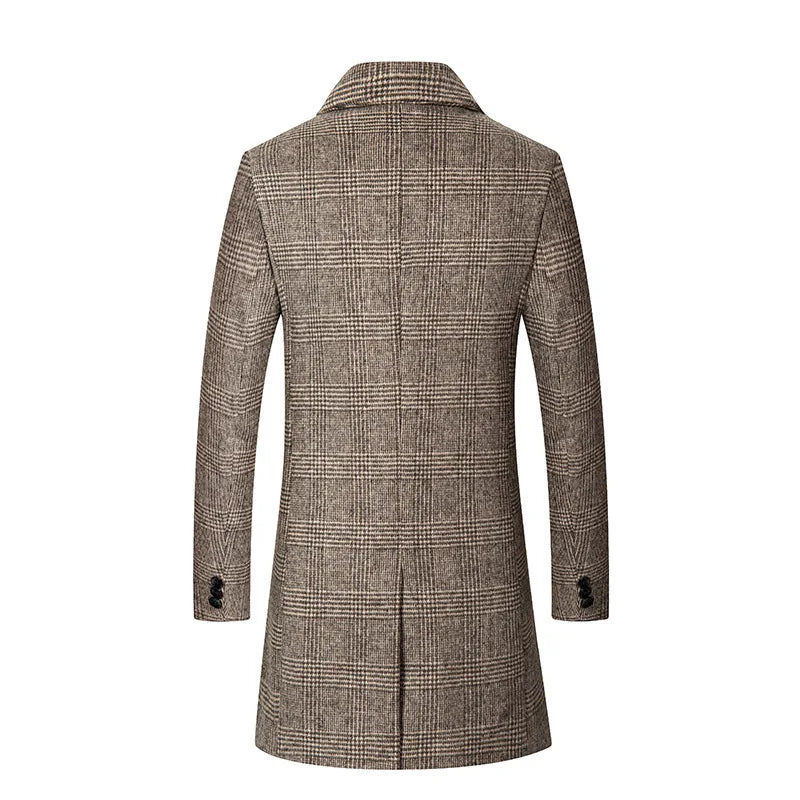 Men Cashmere Wool Blends Long Winter Jackets