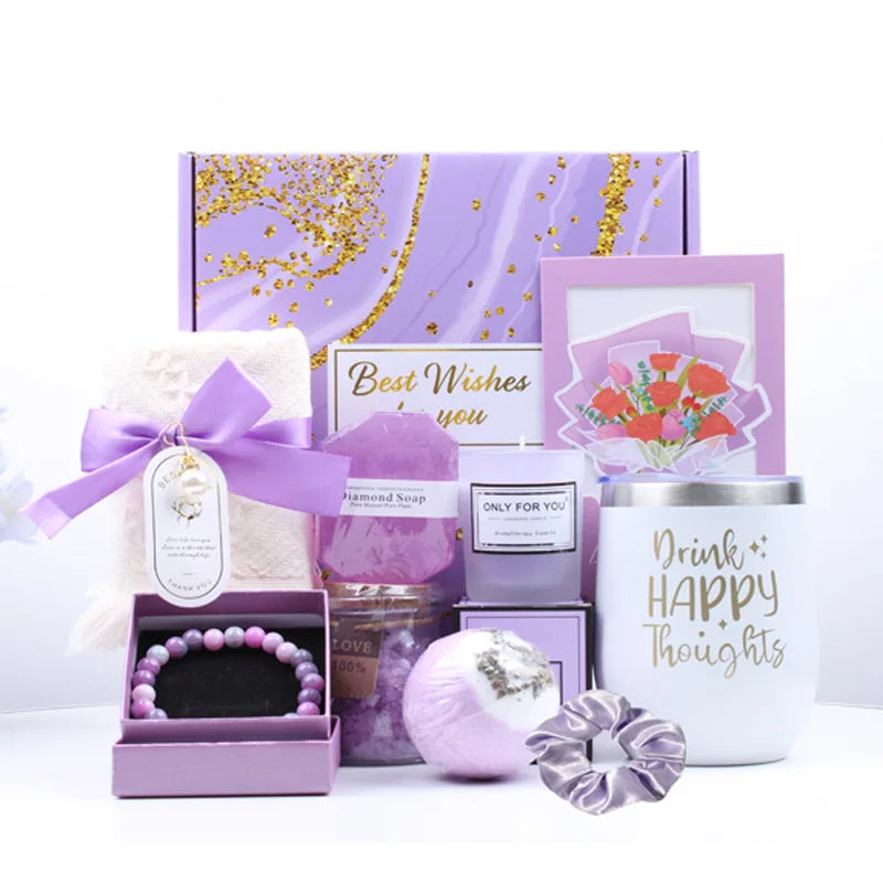 Lavender Spa Gift Set – Tumbler, Bath Salts & Eye Mask