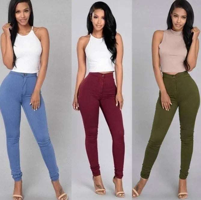 Elastic Candy-Colored Slimming Jeans for Women