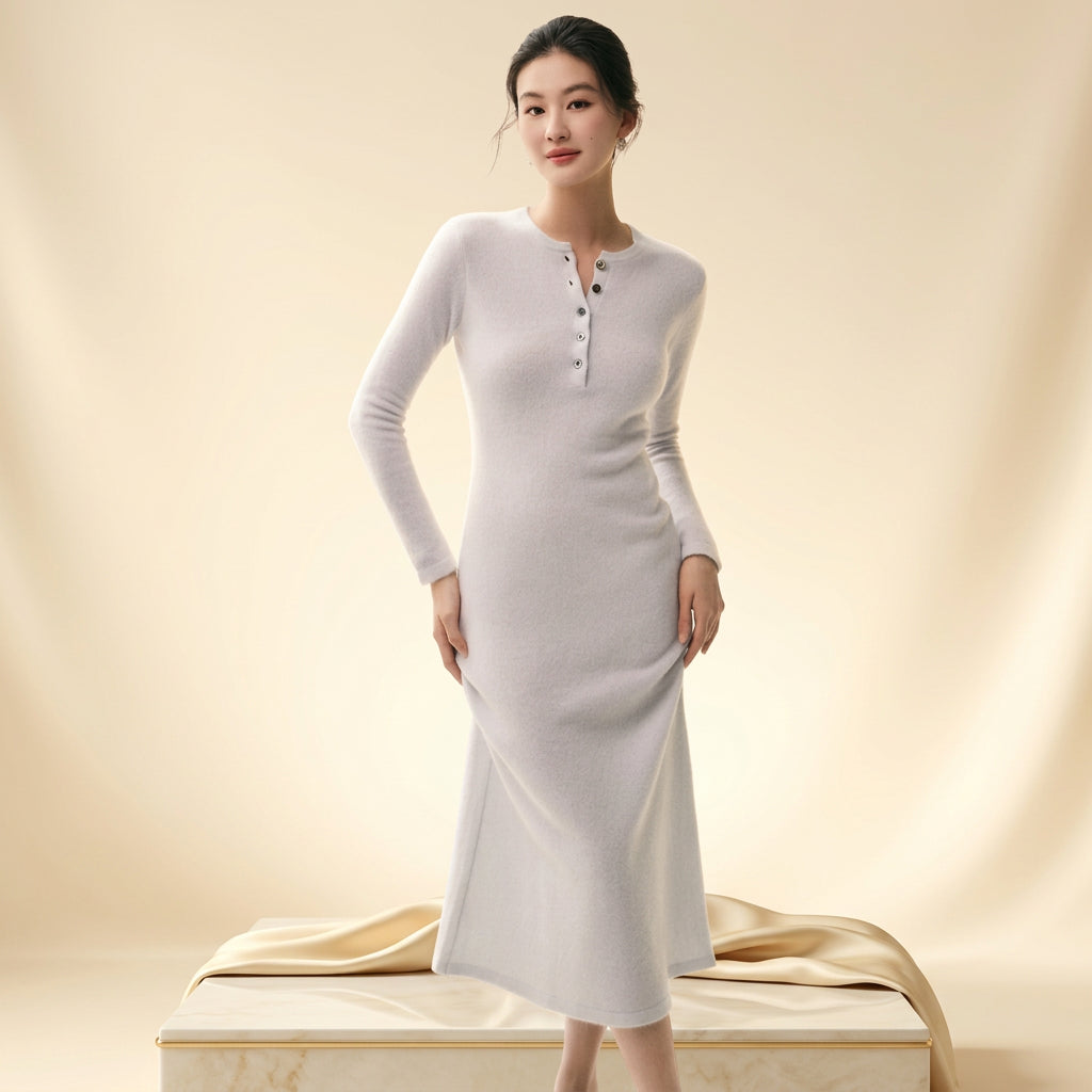 Damen Kaschmir-Strickkleid