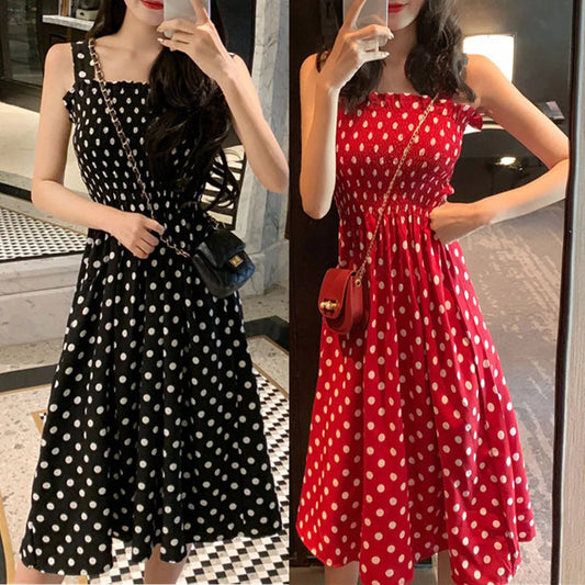 Summer Fashion Polka Dot Shoulder Plus Size Casual Dress