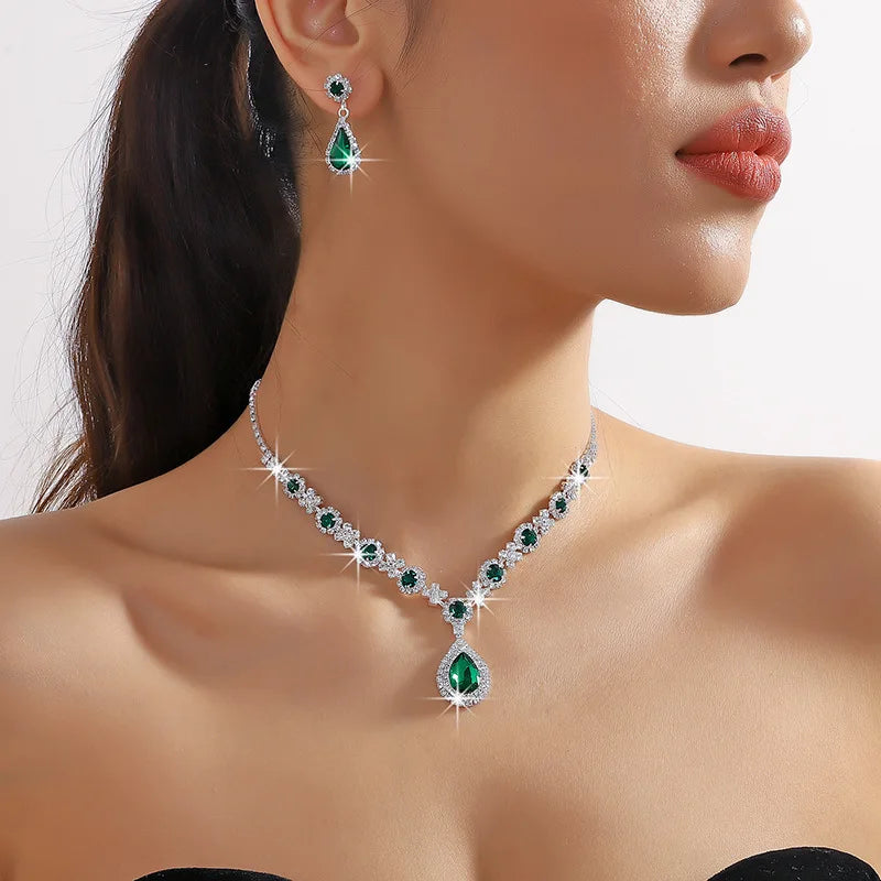 2pcs/set Jewelry Sets Necklace stud Earrings Wedding Dress Bridal Jewelry Set