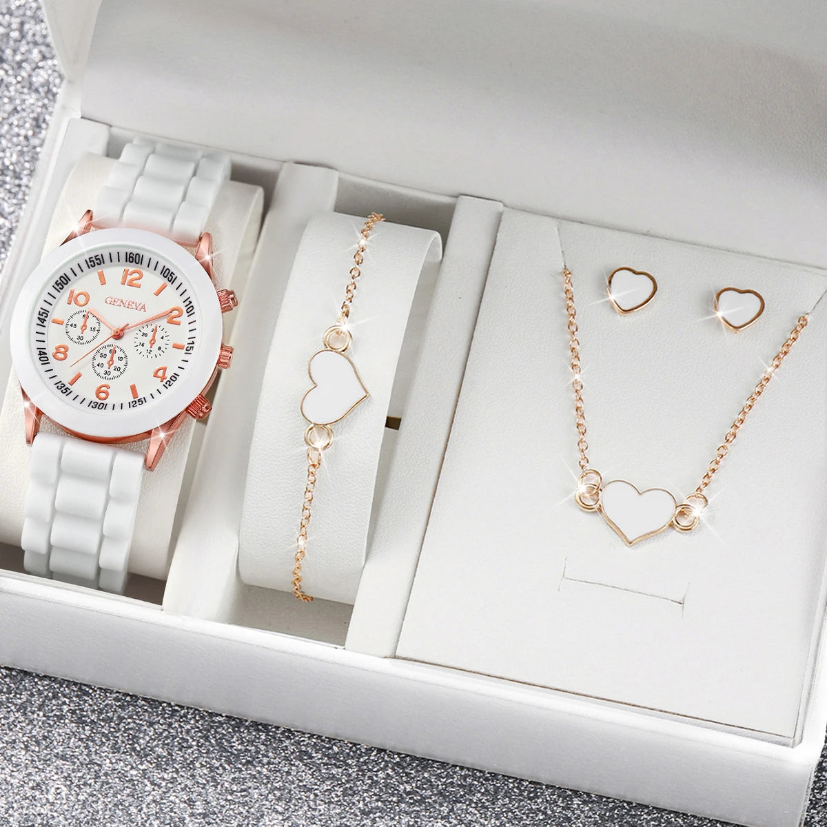 4pcs/set Geneva Watch Fashion Silicone Band Women