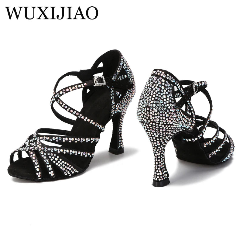 Satin Rhinestone Latin Dance Shoes for Women