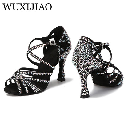 Satin Rhinestone Latin Dance Shoes for Women