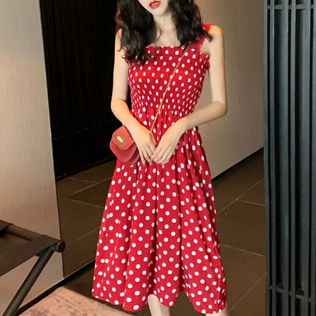 Summer Fashion Polka Dot Shoulder Plus Size Casual Dress