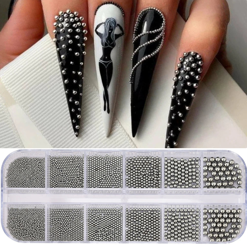 HotPress Caviar Nail Beads – Mixed Size Metallic Charms
