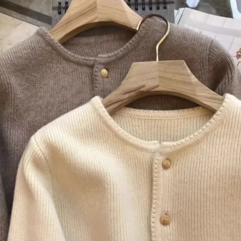 Pure Cashmere Crew Neck Cardigan