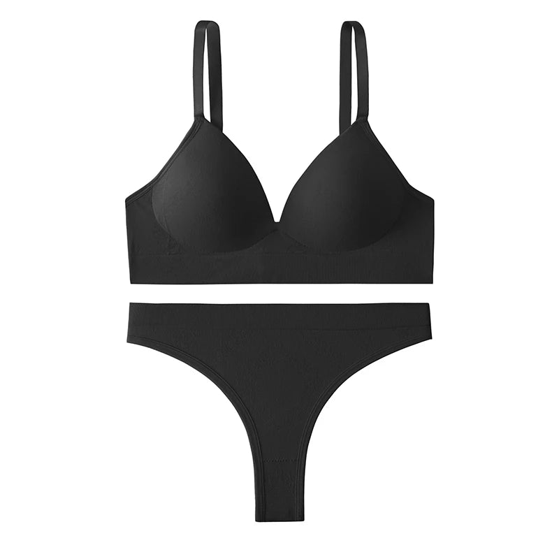 Ice Silk Seamless Bra Set