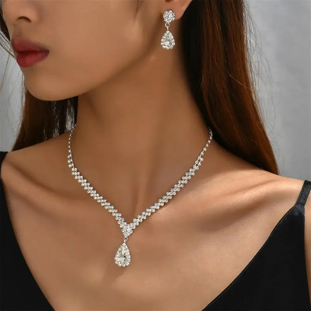 2pcs/set Jewelry Sets Necklace stud Earrings Wedding Dress Bridal Jewelry Set