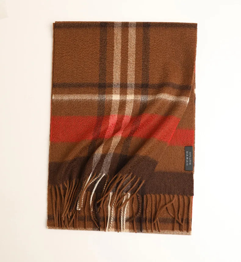 Cashmere Plaid Scarf with Tassels