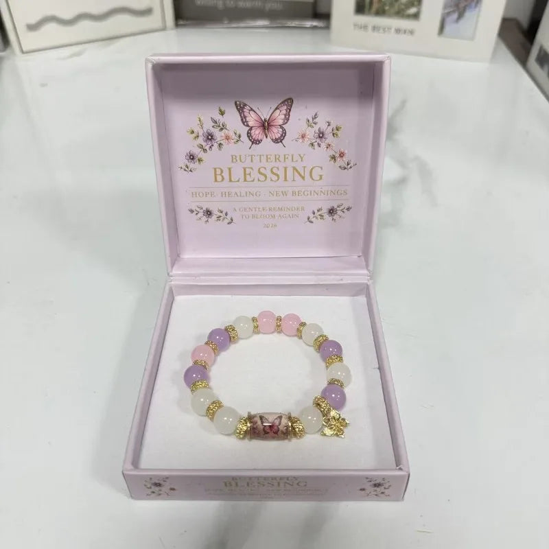 Bracelet perlé colibri – Charm effet cristal