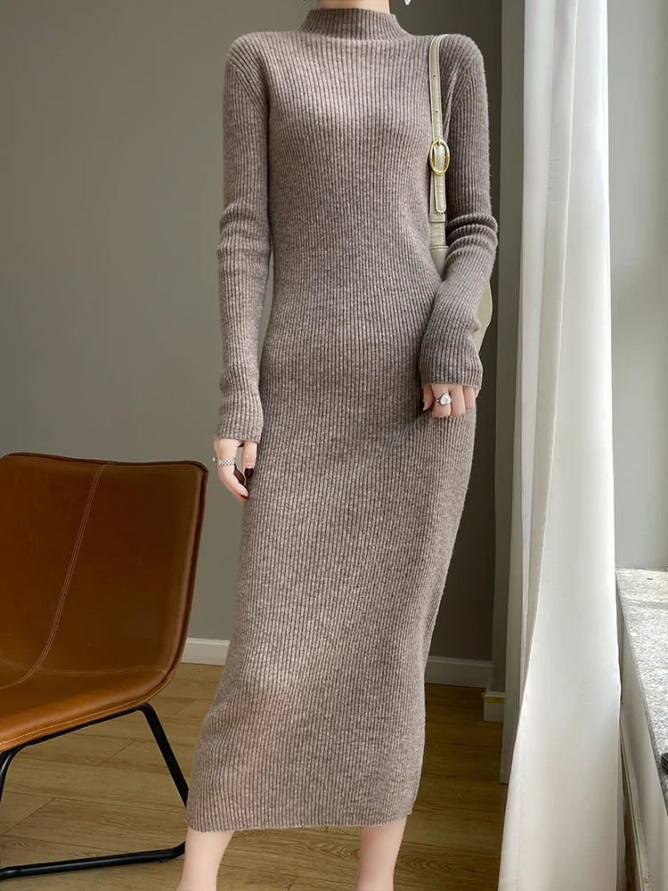 Women Cashmere Sweater Dress Autumn Winter