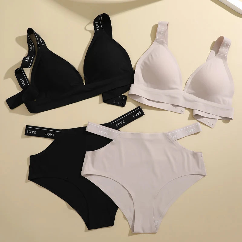 Seamless Ice Silk Push-Up Bra Set
