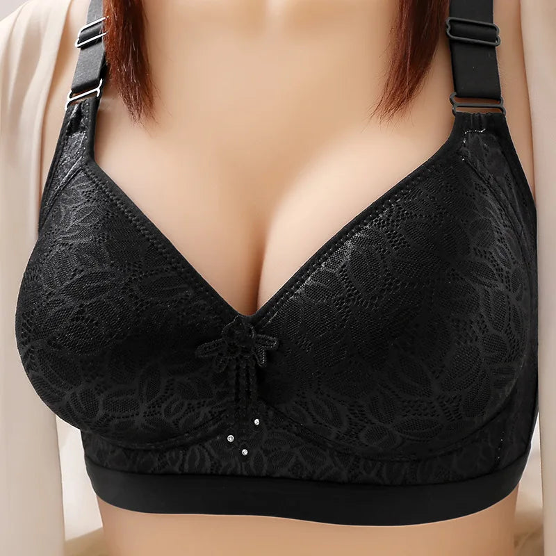 Comfortable Breathable Women's Bra - Large Size Wireless Thin Bra with Adjustable Fit & Support