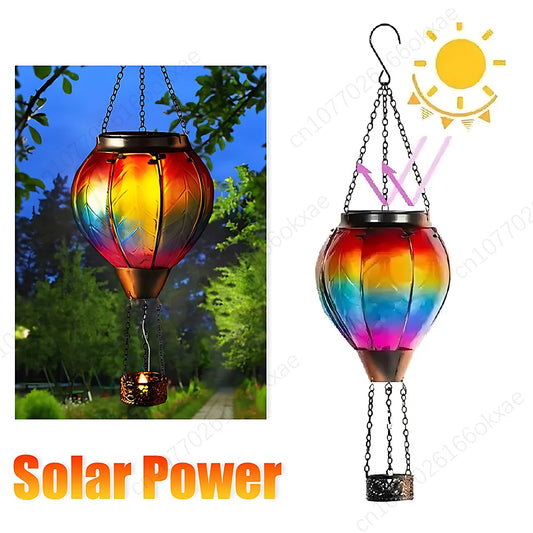 3PCS Christmas Outdoor Hanging Solar Lanterns 4 Color Hot Air Balloons Solar Power Decorative LightingFixtures  Home Decoration