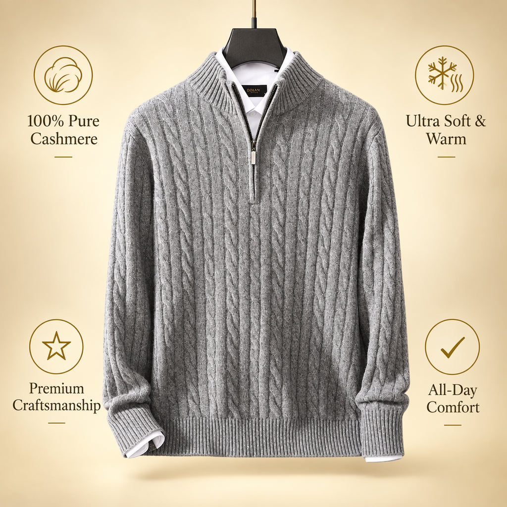 Pull col montant zippé en cachemire pour homme
