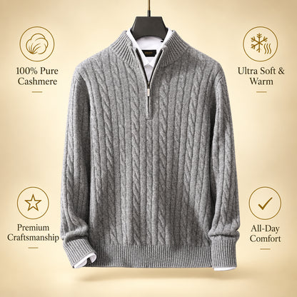 Pull col montant zippé en cachemire pour homme