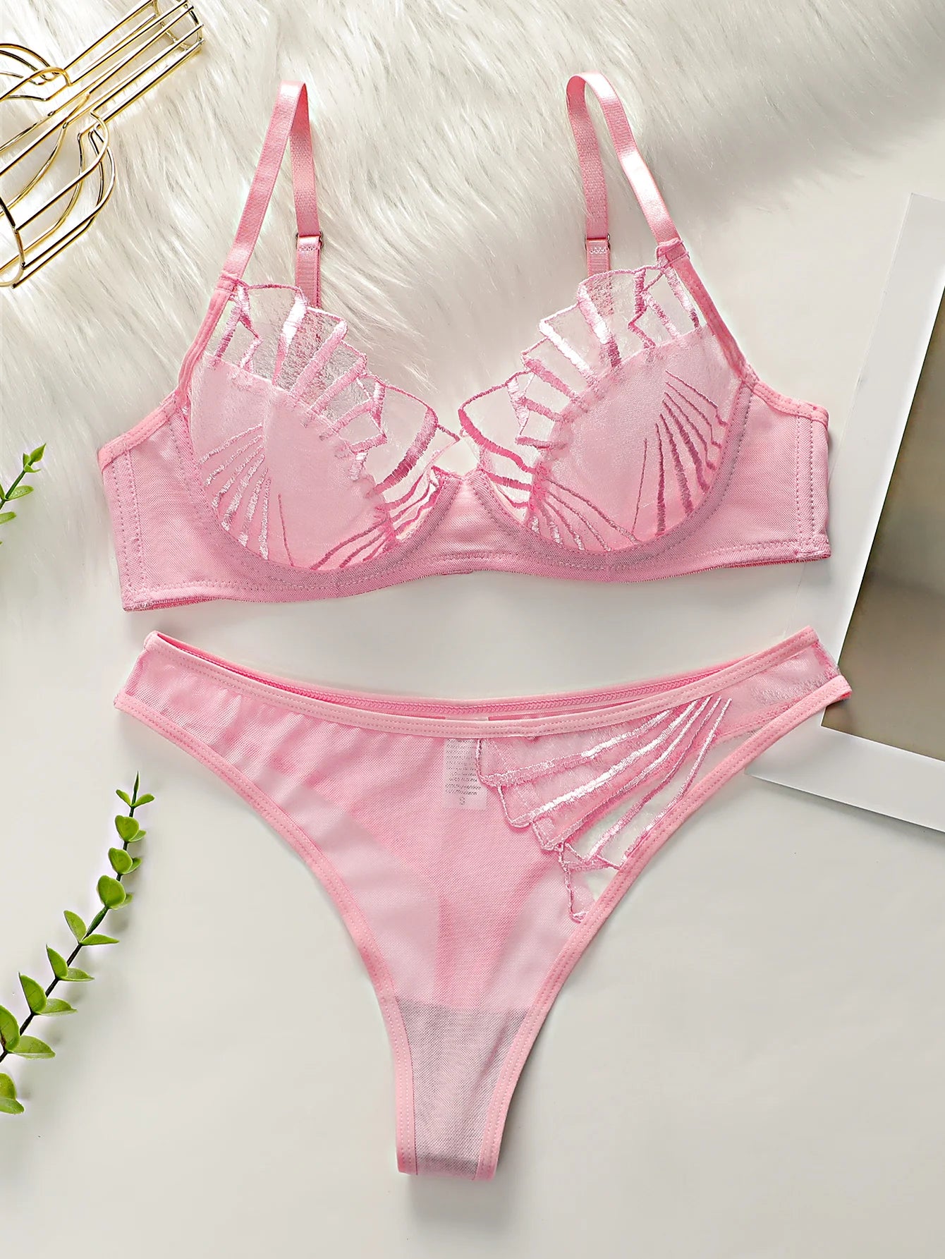 Butterfly Mesh Push-Up Lingerie Set