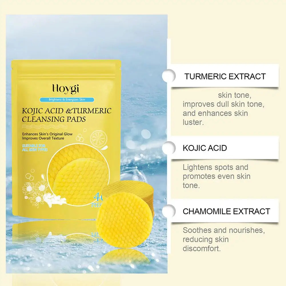 Kojic Acid Turmeric Cleansing Pads – Exfoliating Facial Sponges (50pcs)