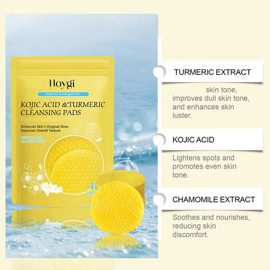 Kojic Acid Turmeric Cleansing Pads – Exfoliating Facial Sponges (50pcs)