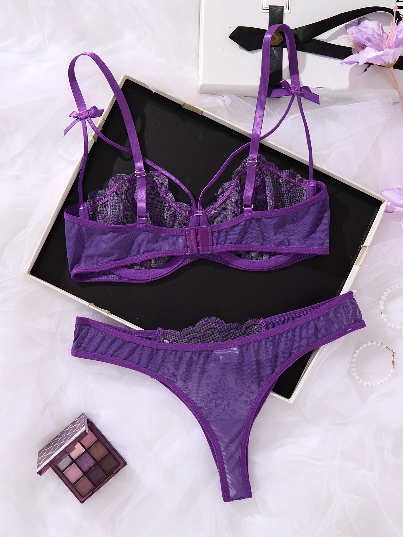 Purple Charm Push-Up Lingerie Set
