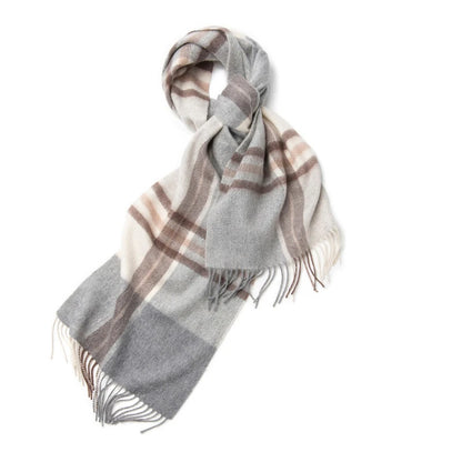Cashmere Plaid Scarf with Tassels
