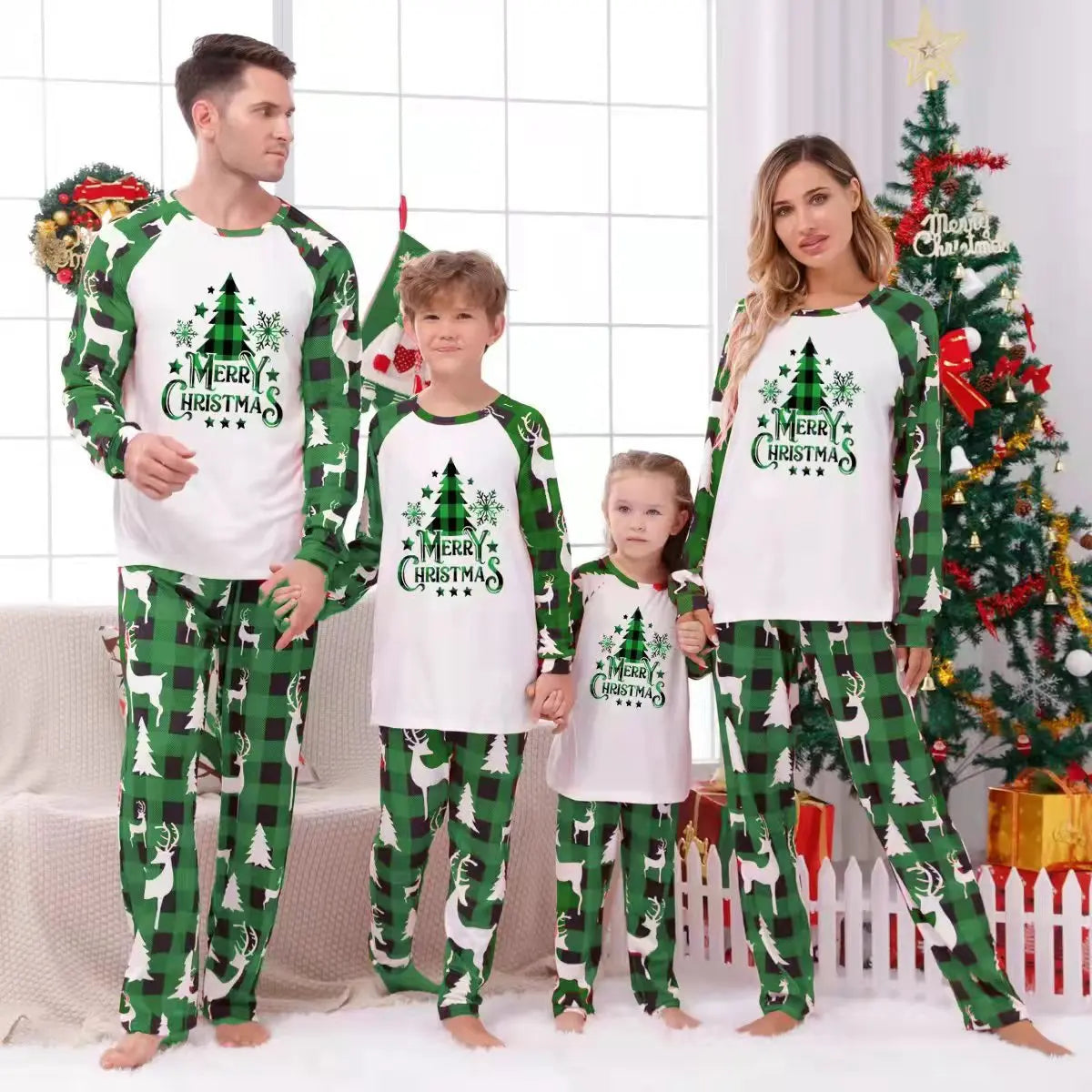 Small, Medium & Laege Size Merry Christmas Xmas Family Look Christmas Family Pajamas Santa Tree