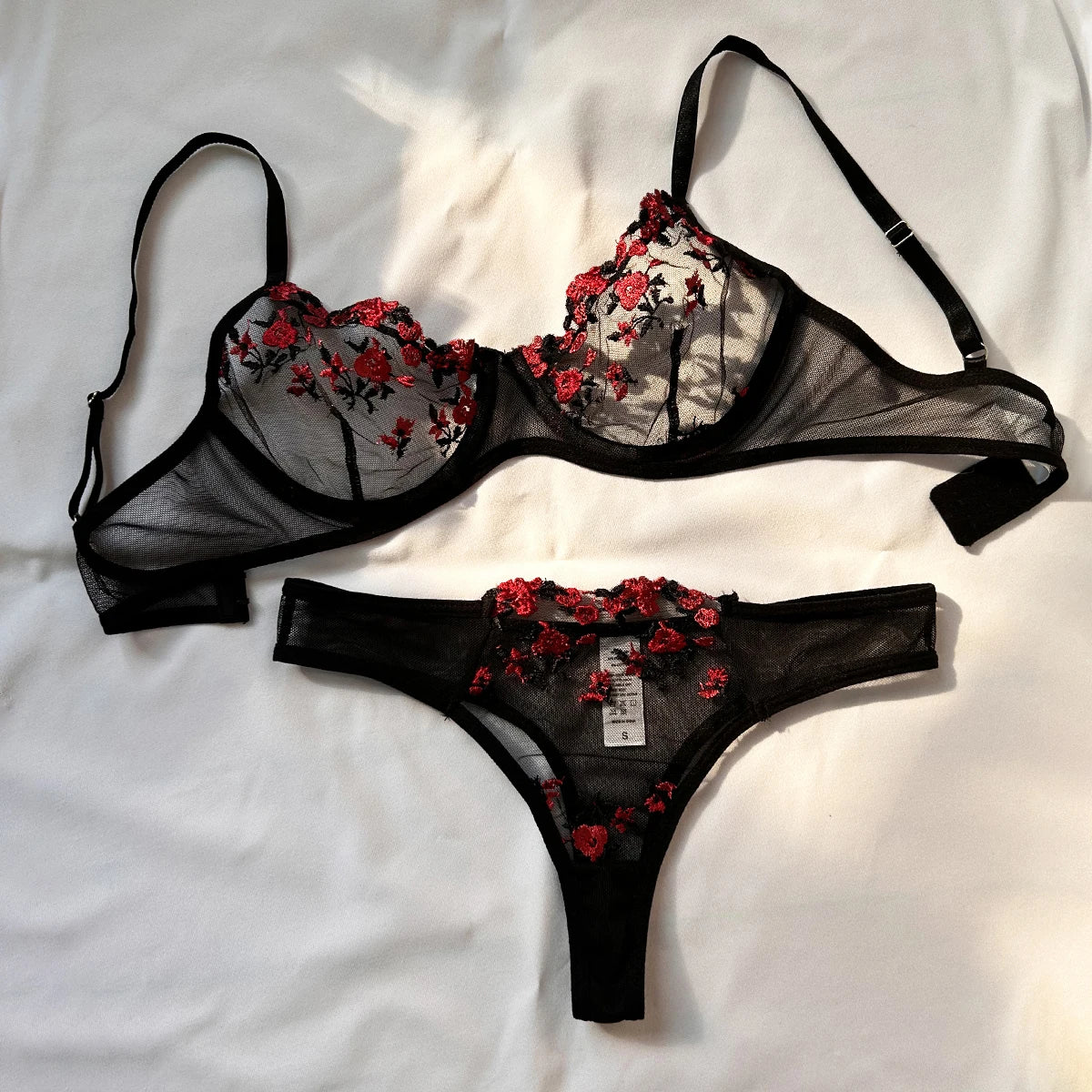 Embroidered Floral Bralette Set