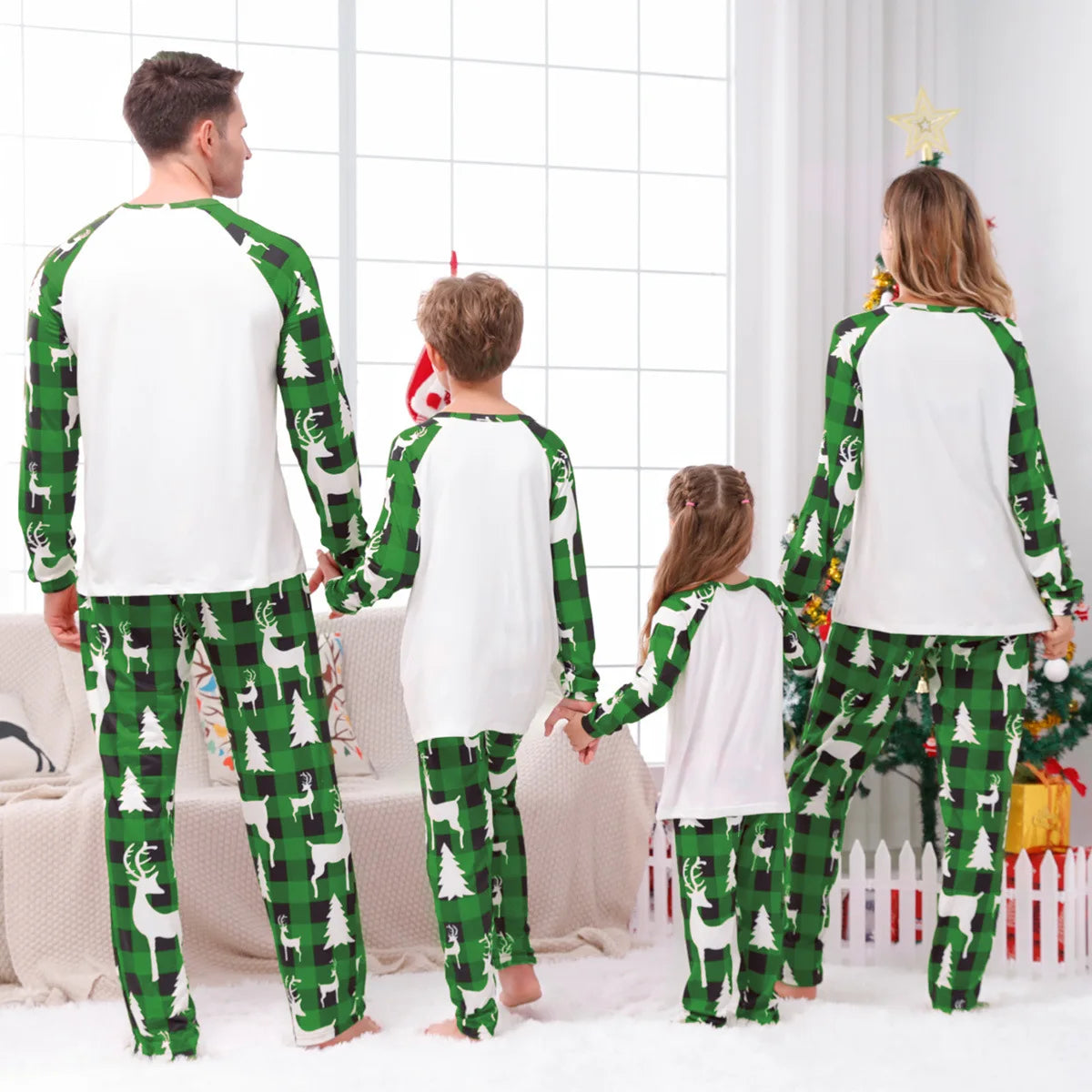 Small, Medium & Laege Size Merry Christmas Xmas Family Look Christmas Family Pajamas Santa Tree