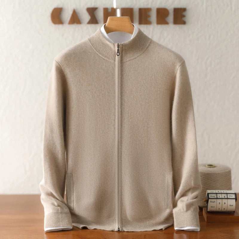100% Pure Cashmere Men's Half-Zip Cardigan