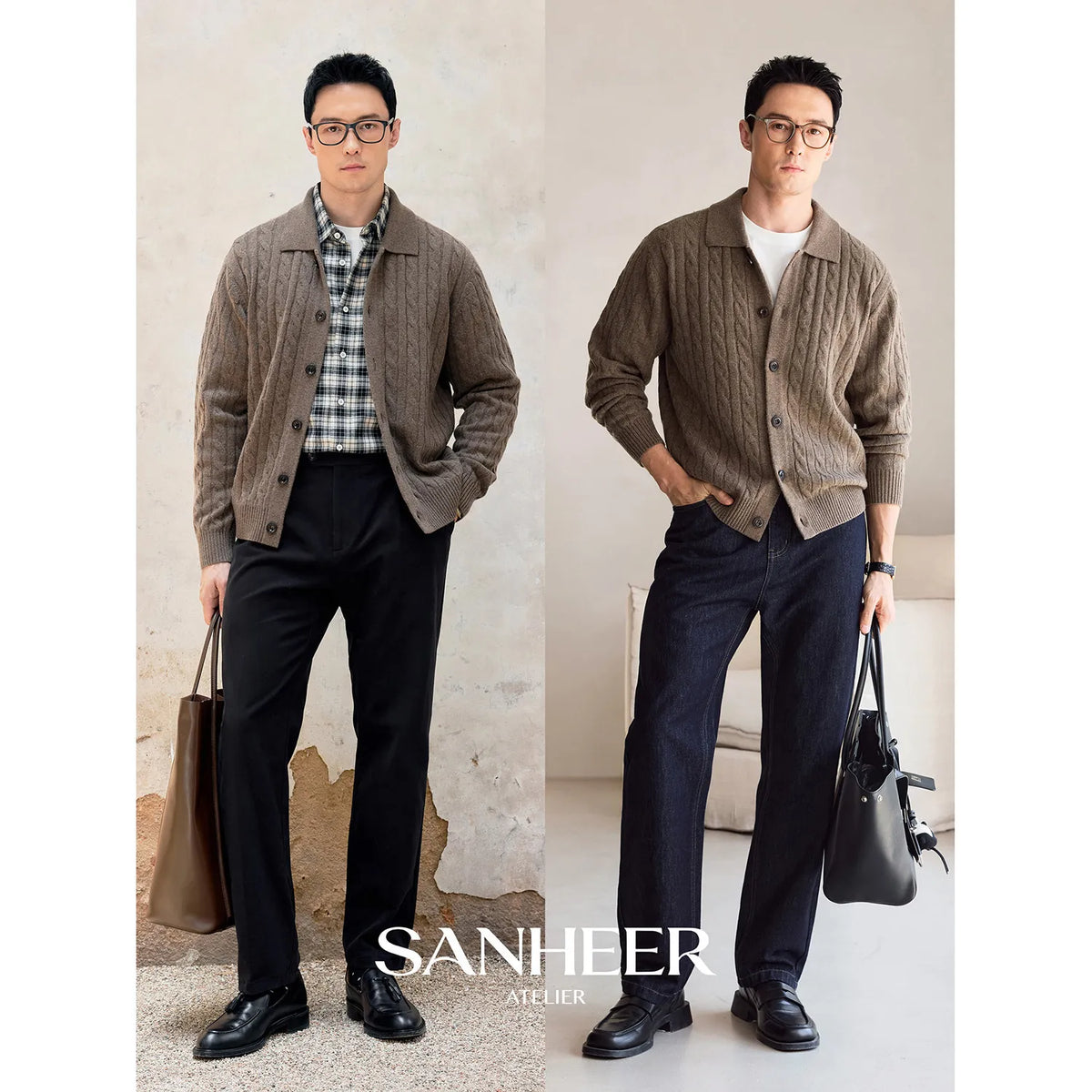 Cardigan en cachemire torsadé homme