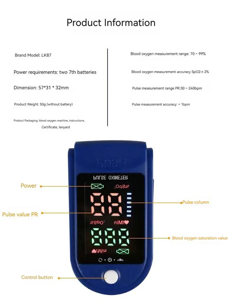 Finger Clip Oximeter Home Use Led Oximeter