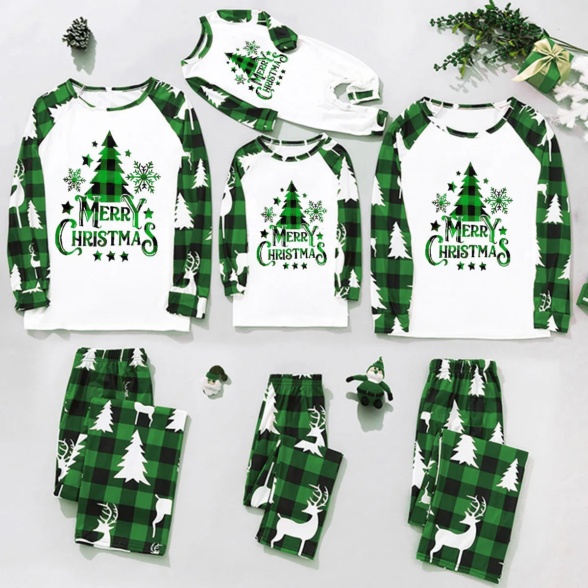 Small, Medium & Laege Size Merry Christmas Xmas Family Look Christmas Family Pajamas Santa Tree