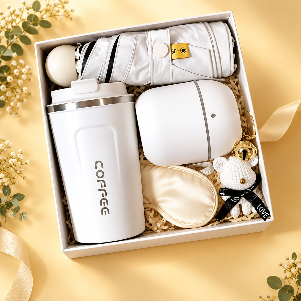 Cozy Gift Basket with Thermos, Humidifier & Handmade Soap