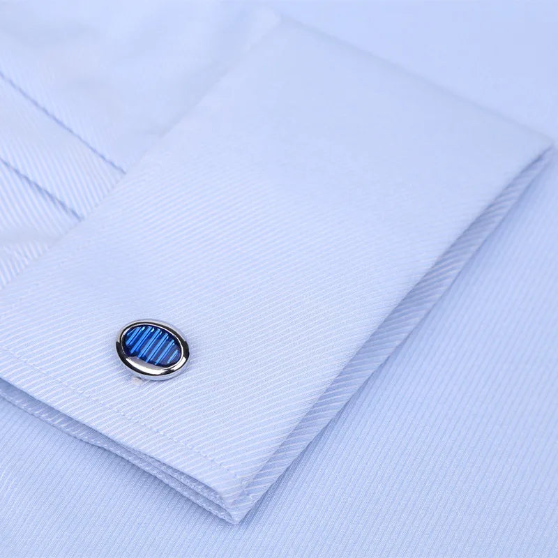 French Cuff Cufflinks Solid Color Long Sleeve Shirt Men