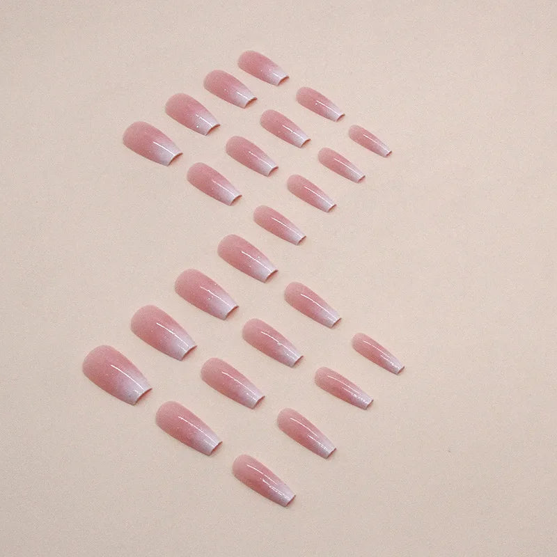 Foreign Trade Cross-border Ballet a Girl Pink Gradual Change Glitter Fake Nails Sweet Ins Fashion Nail