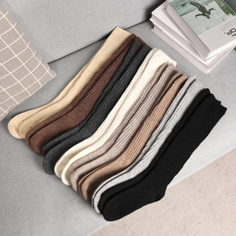 Women Long Socks Cashmere Women Skinny Casual Cotton Over Knee-High Fluffy