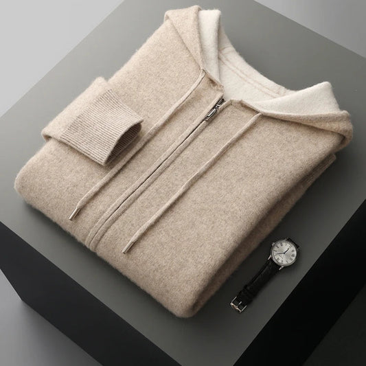 Merino Wool Hooded Cardigan