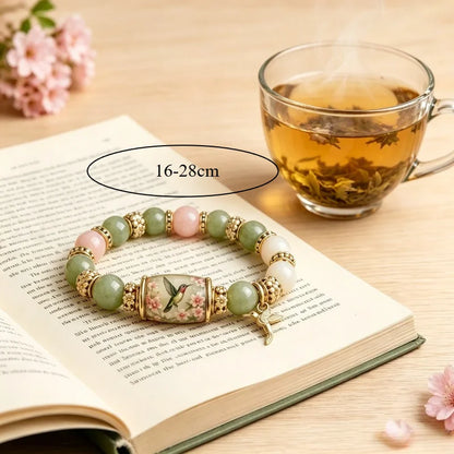 Bracelet perlé colibri – Charm effet cristal