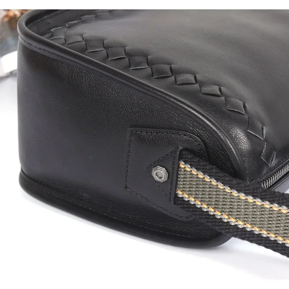 Genuine Leather Shoulderr Bag for Man Zipper Side Bag