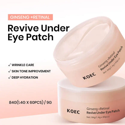 Ginseng Retinal Under-Eye Patches – 60 Pcs Collagen Hydrogel