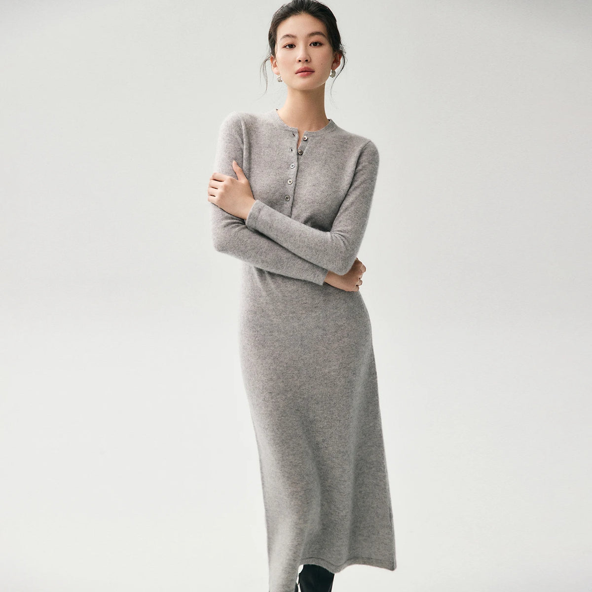Damen Kaschmir-Strickkleid