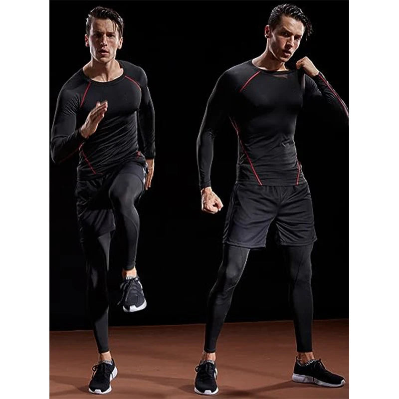 Long Sleeve  Elastic T-shirt Gym Fitness Workout Tights