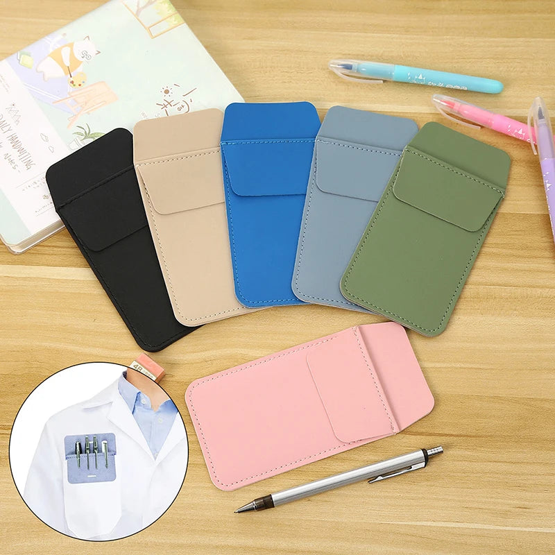 Pen Holder PU Leather Pencil Bags for Clothes Pocket Hospital Business