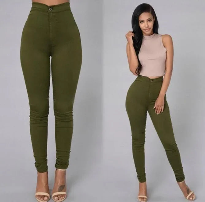 Elastic Candy-Colored Slimming Jeans for Women