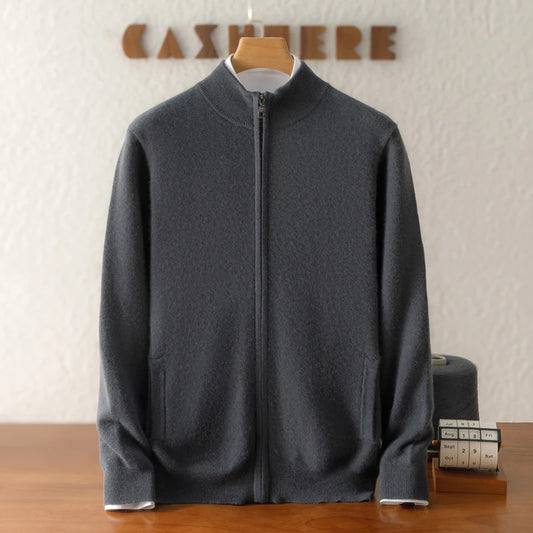 100% Pure Cashmere Men's Half-Zip Cardigan
