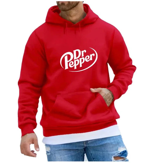 Autumn Warm Dr Pepper Printed Hoodie - Casual Unisex Pullover